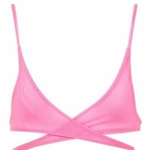 LAINA RAUMA NYLON MESH CRISS-CROSS BRALETTE // SORBET PINK